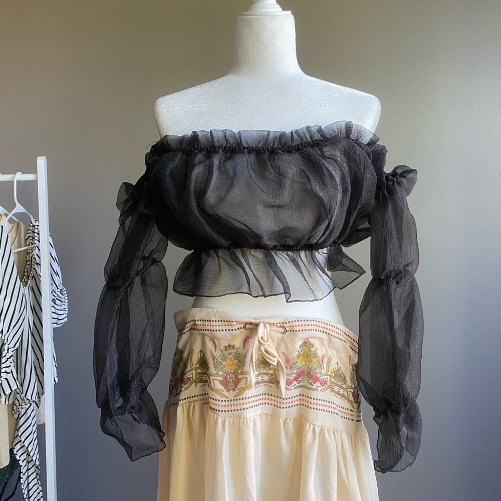 Off Shoulder Tulle Top - Picture 3 of 5